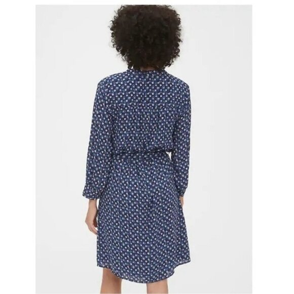 Gap Drapey Blue Floral Shirt Mini Dress SZ XS - Picture 8 of 12